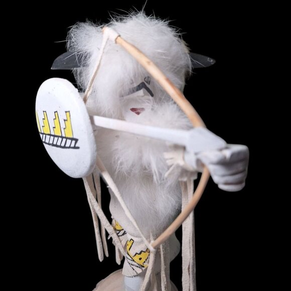 Kachina Doll White Buffalo Warriors FBB Signed Handmade Fur Wood 10 Inch Native - Picture 2 of 12